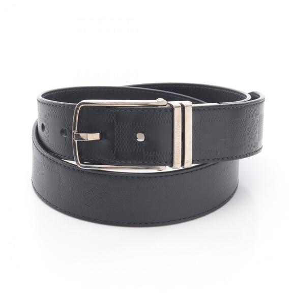 Louis Vuitton Santur Boston Belt, Leather, Damier Infini, Men's, Black, M9674 - Picture 1 of 10